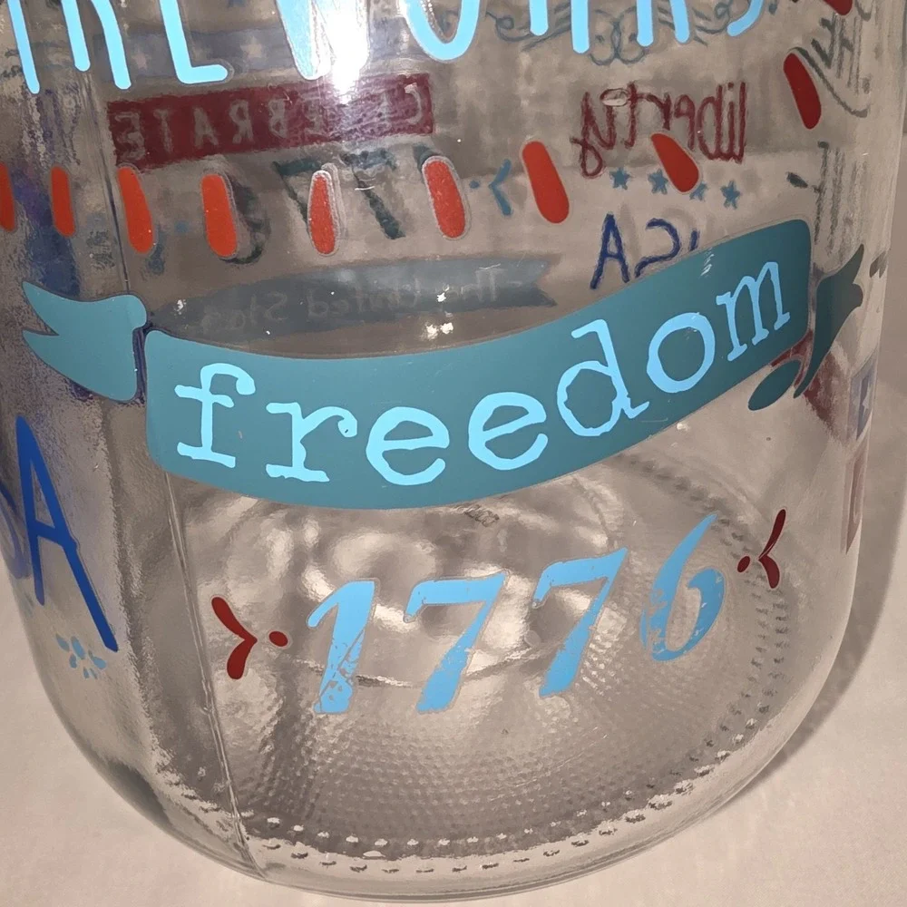 Americana Patriotic‎ Glass Drink Dispenser 1776 Red White Blue 250th Anniversary